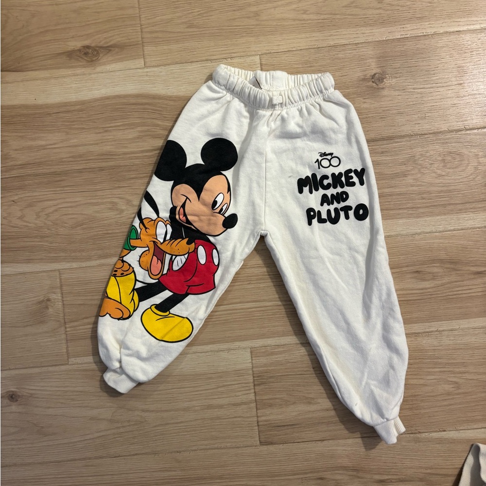 ZARA Disney Kids White Mickey and Pluto Joggers